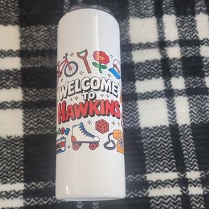 Welcome to Hawkins 20 Oz White Stainless Tumbler With Straw